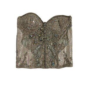 MSL Rhinestone-Embellished Corset in Cream